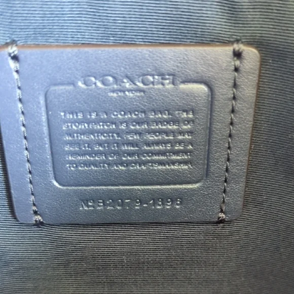 Coach Teal/Blue Pebble Leather Tote with Striped Handles - Picture 8 of 9